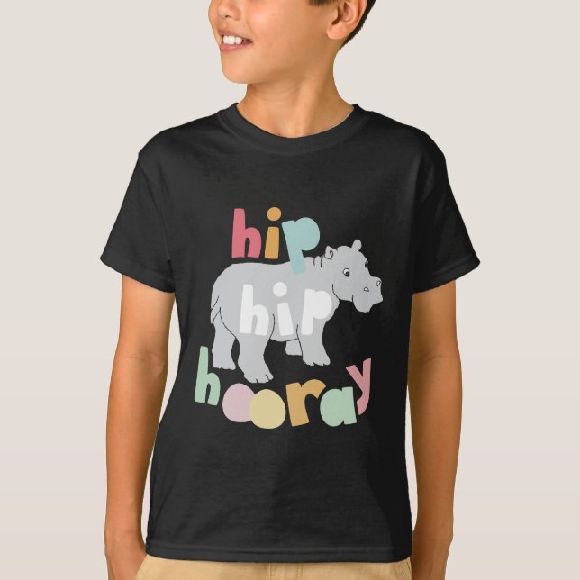 ip Angesagt Hooray Gray Hippo Zeichnend Süße Tier  T-Shirt (Vorderseite)
