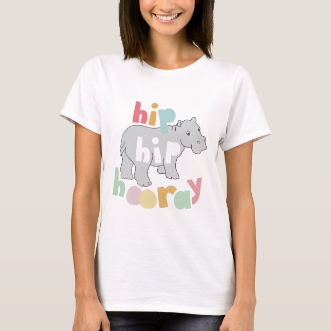 ip Angesagt Hooray Gray Hippo Zeichnend Süße Tier  T-Shirt (Vorderseite)
