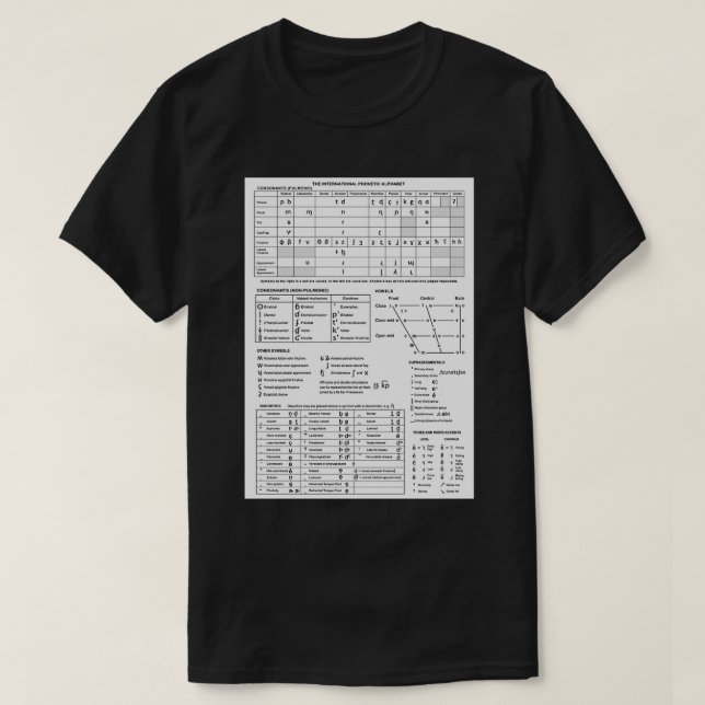 IPA-Diagramm Schwarz/Weiß T-Shirt (Design vorne)