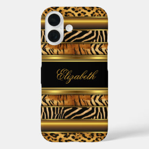 iPad Elegant Klassisch Gold Gemischter Tierdruck iPhone 16 Hülle