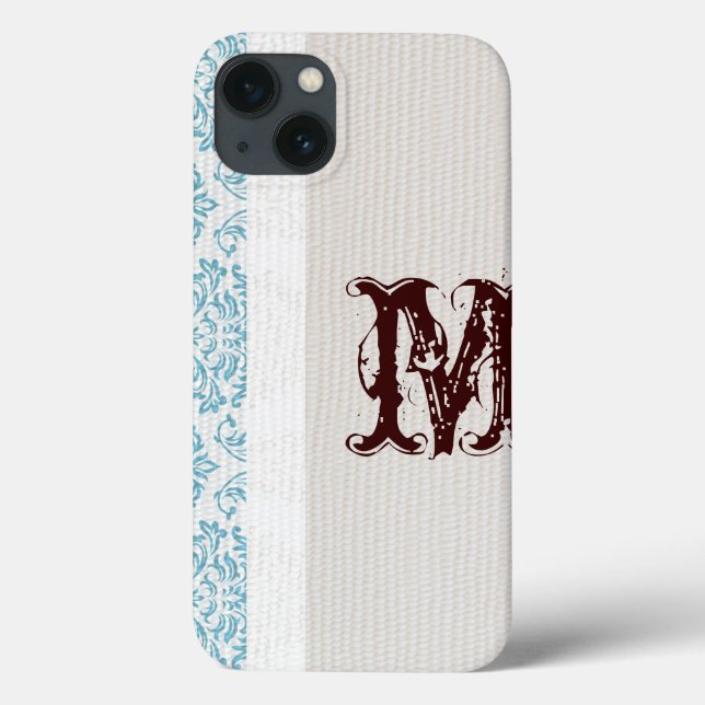 IPAD-Fall für Blue Filigree Damask Monogram Case-Mate iPhone Hülle (Rückseite)