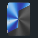 iPad Mini-Abdeckung mit blauem metallischem Hinter iPad Mini Hülle<br><div class="desc">Blau und schwarz geometrischer Hintergrund,  metallisches Aussehen mit anpassbarem Hintergrund.</div>