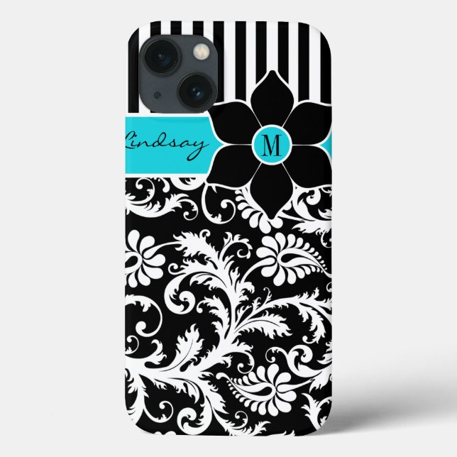 iPad Mini-Fall | Damaskus | Streifen | Türkisblau Case-Mate iPhone Hülle (Rückseite)