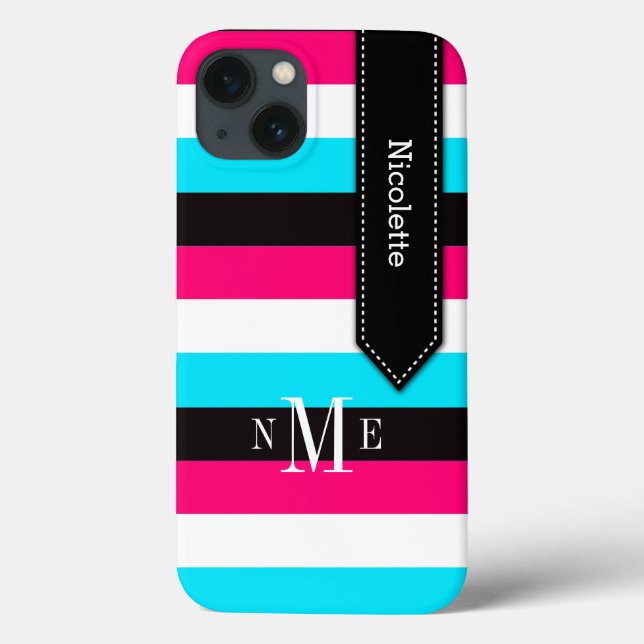 iPad Mini-Fall | Streifen | Blau, Rosa, Schwarz Case-Mate iPhone Hülle (Rückseite)