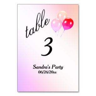 Ipanema Balloons Custom Text Tischnummer