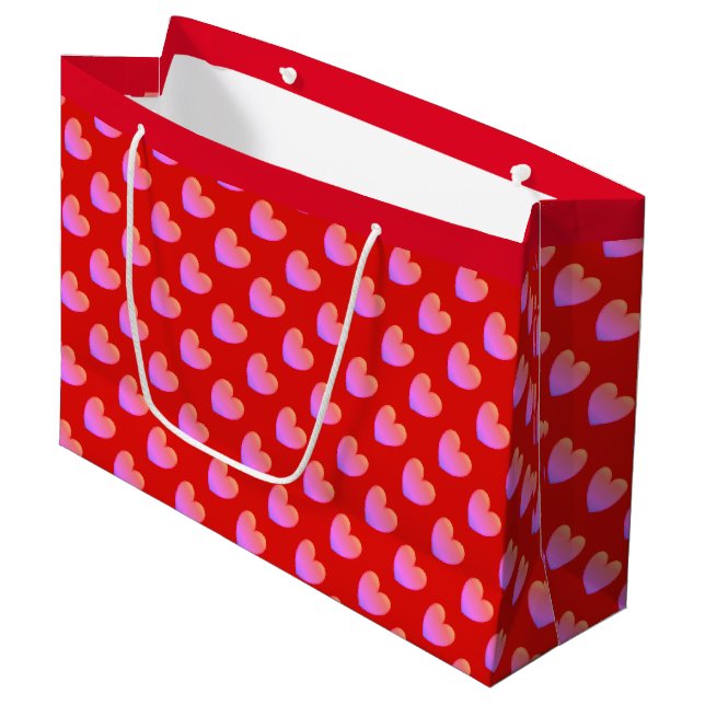 Ipanema Pink Hearts Große Geschenktüte (Vorderseite Schrägansicht)