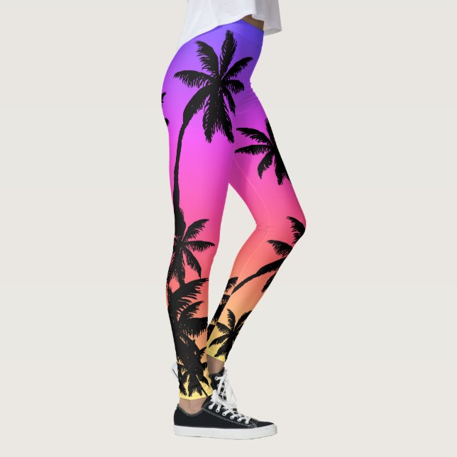 Ipanema Sunset Gradient Ombre Lila Pink Palms Leggings (Rechts)