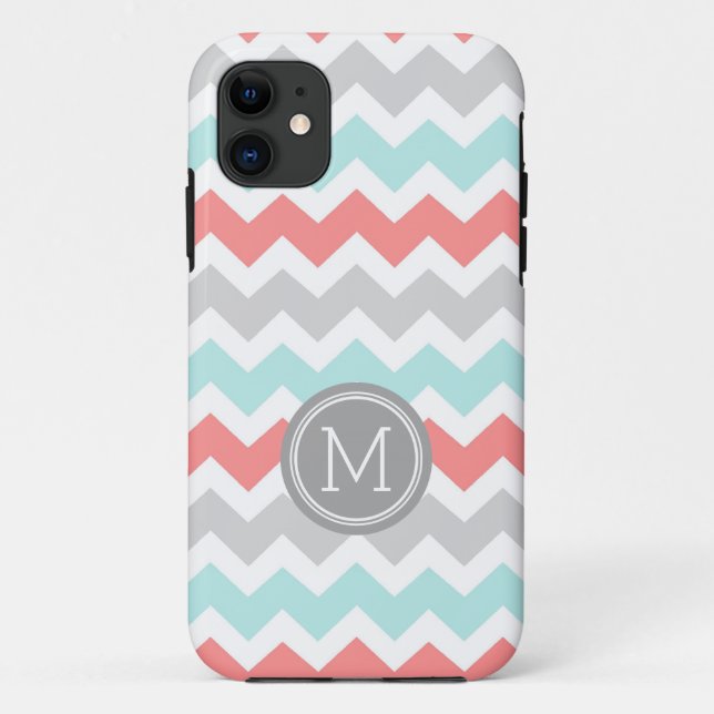 iPhone5s Coral Aquamarin Zickzack Monogram Case-Mate iPhone Hülle (Rückseite)