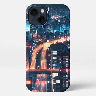 iPhone 11-15 Anime Case: "Cityscape Sunset." 13 Hülle