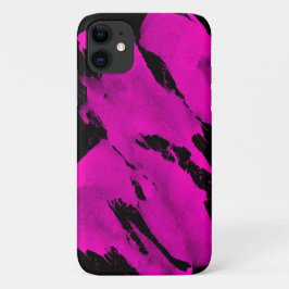 iPhone 11 Case Brushy Black & Pink