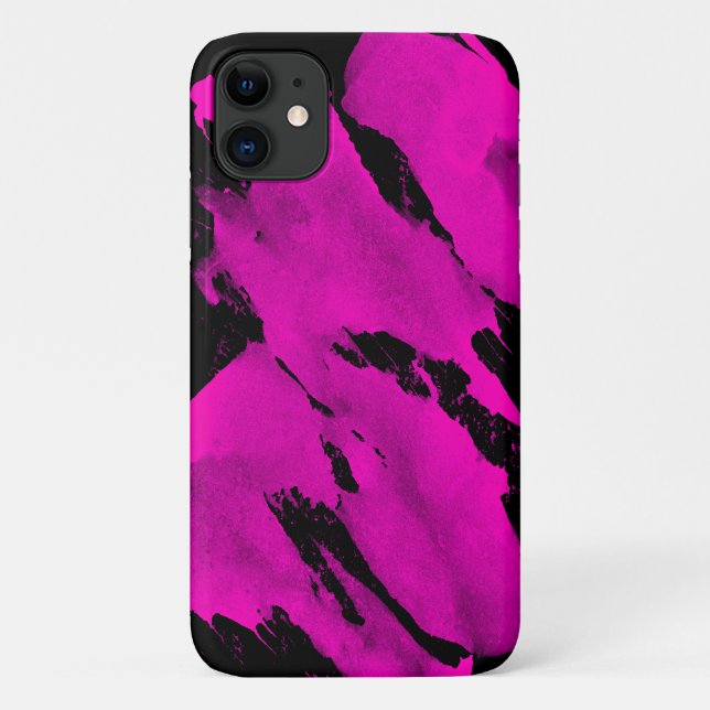 iPhone 11 Case Brushy Black & Pink (Rückseite)