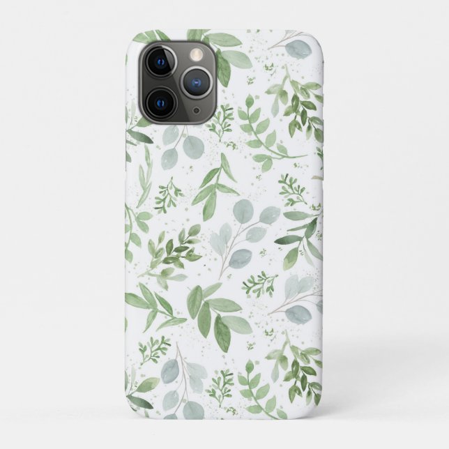 IPhone 11 Pro Case Hahnentrittmuster Eucalyptus Bl (Rückseite)
