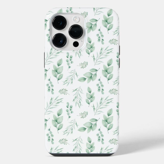 iPhone 11 Pro Max grünes Blätter-Muster-Case Hülle (Rückseite)