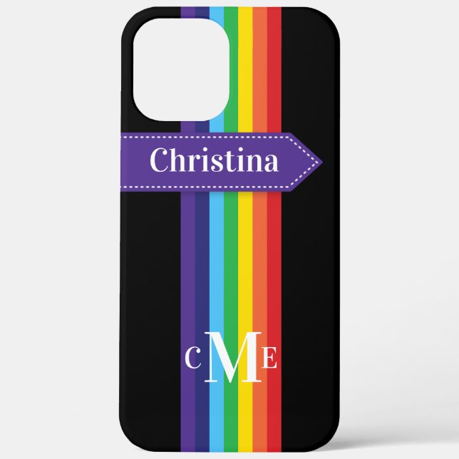 iPhone 12 Pro Fall | Regenbogen Streifen mit Monog Case-Mate iPhone Hülle (Rückseite)