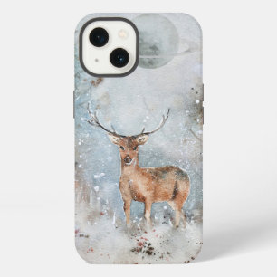 iPhone 13 Hülle mit gemaltem Hirsch & Planet