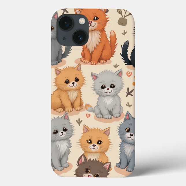 iPhone 13 Hüllen Niedliches Kittenmuster (Rückseite)