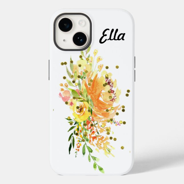 iPhone 14 Case Tough with Yellow Flowers (Rückseite)
