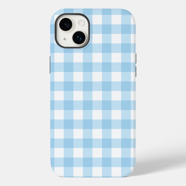 iPhone 14 Plus Tough Phone Case Gingham blau (Rückseite)