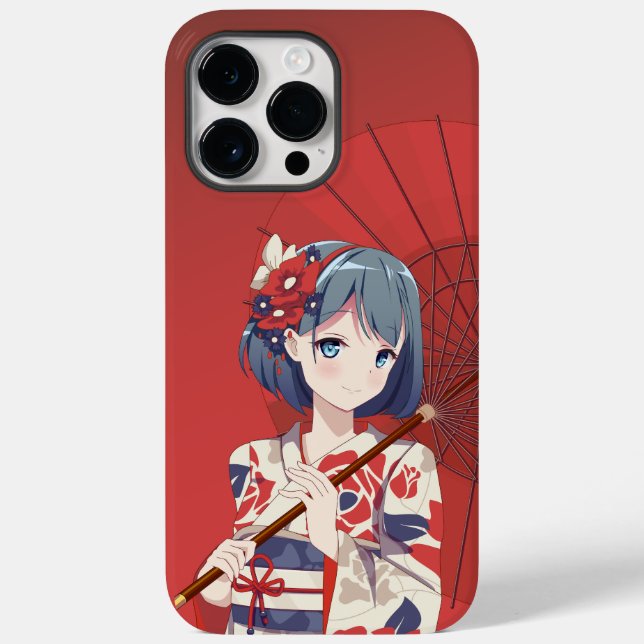 iPhone 14 Pro Max Red Anime Case Cover für Mädchen (Rückseite)