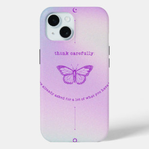 iPhone 15 Case - Reflektives Schmetterlingsdesign 