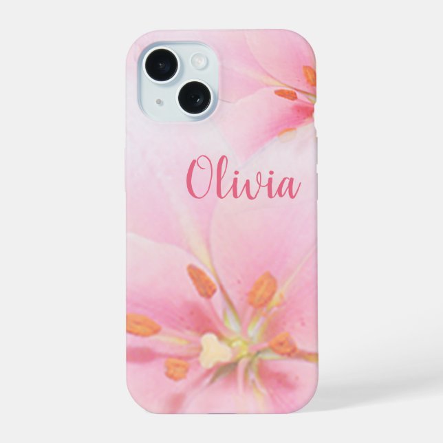 iPhone 15 Fall Pink Lily Lady/Girl/Frau iPhone 15 Hülle (Rückseite)