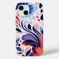 iPhone 15 Handy Fall mit Abstraktem Blumendesign