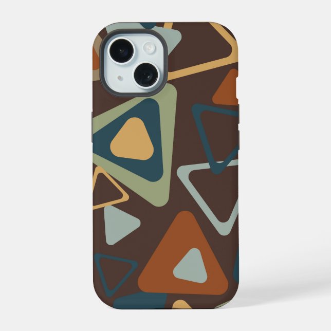 iPhone 15 Hülle mit Triangles im Mid-Century-Moder (Rückseite)