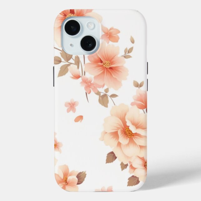 iPhone 15 Phone Case Einfache Elegante Blumendesig (Rückseite)