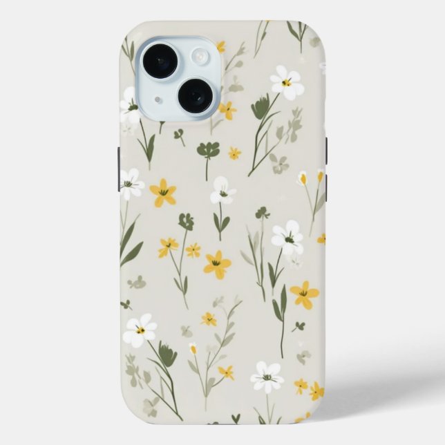 iPhone 15 Phone Case mit elegantem Blumendesign (Rückseite)