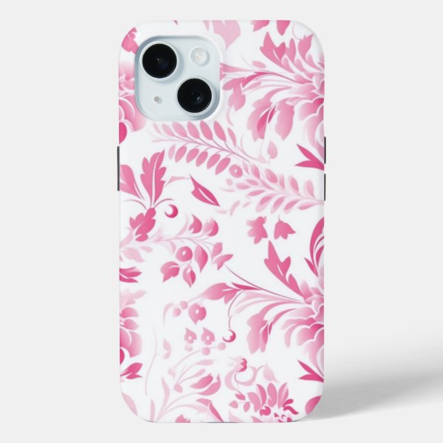 iPhone 15 Phone Case mit rosa Blumendesign (Rückseite)