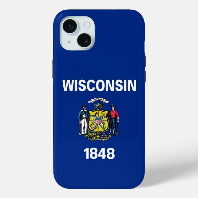 iPhone 15 Plus Case-Mate, Flagge von Wisconsin Case-Mate iPhone Hülle (Rückseite)