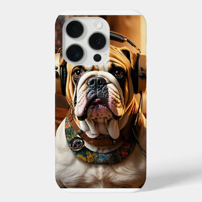 iPhone 15 Pro Case mit muffigem Bulldog-Design (Rückseite)