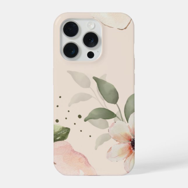 Iphone 15 Pro Hülle (Schöne Blumenmuster) (Rückseite)