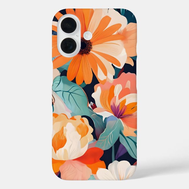 iPhone 16 Case Vivid Bold Floral Design (Rückseite)