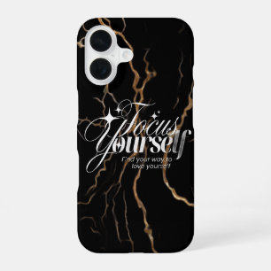 iPhone 16 Schwarz Gold Marmor Motivationshülle Hülle