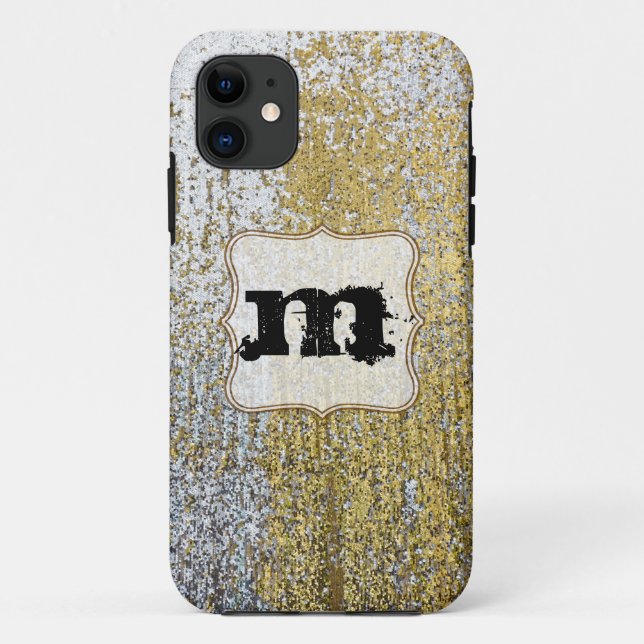 IPHONE 5 Case für Gold und Silber Grunge Monogram (Rückseite)