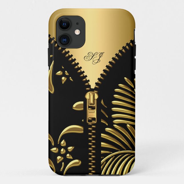 iPhone 5 Case-Mate Gold Damask Black Zipper Hülle (Rückseite)