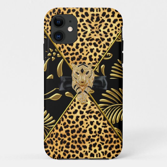 iPhone 5 Case-Mate Gold Schwarz Leopard Hülle (Rückseite)