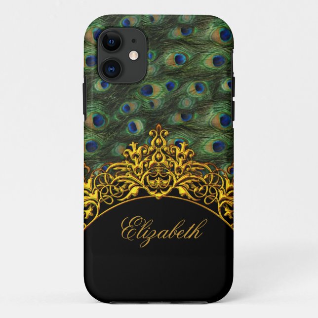 iPhone 5 Elegant Classy Peacock Black Gold Case-Mate iPhone Hülle (Rückseite)