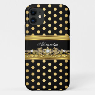 iPhone 5 Elegantes Gold Schwarz Weiß Polka-Punkt 11 Hülle