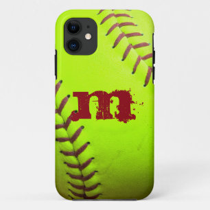 IPHONE 5-Fall für Softball-Gelb-Schnellstich-Monog 11 Hülle
