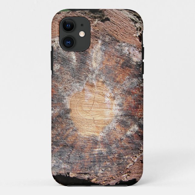 iPhone 5 Hülle braun-schwarzer Baumquerschnitt (Rückseite)