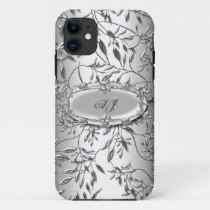 iPhone 5 Monogramm Elegant Damast Silber 11 Hülle