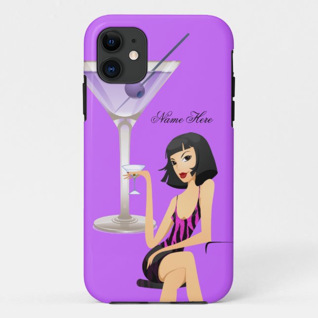 iPhone 5 Party Girl Zebra Martini Lila Case-Mate iPhone Hülle (Rückseite)