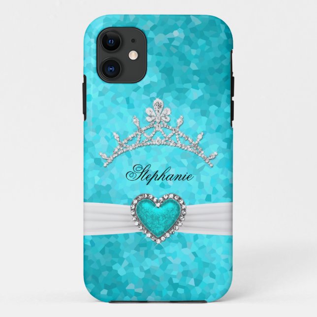 iPhone 5 Prinzessin Silver Tiara Aquamarin Bejewel Case-Mate iPhone Hülle (Rückseite)