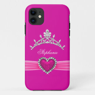 iPhone 5 Prinzessin Silver Tiara Hot Pink Bejewele iPhone 11 Hülle