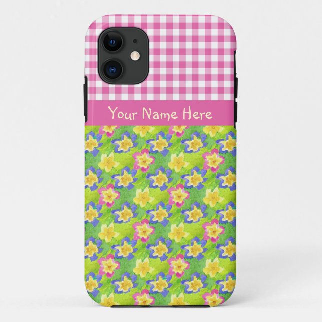 iPhone 5 Xtreme Case Personalize Primroses Gingham (Rückseite)
