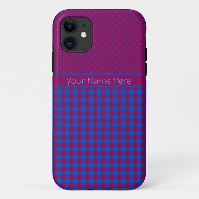 iPhone 5s Case Mate Case Plum, Blue, Polkas, Karo (Rückseite)