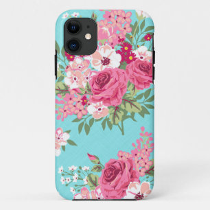 Iphone 6 Fall-Vintage Rosen-Girly Türkis mit 11 Hülle