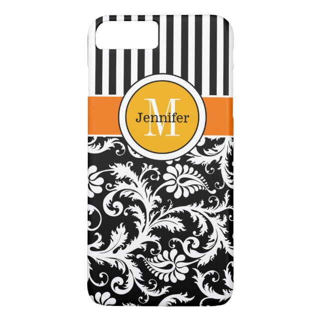 iPhone 7 Hülle | Damast, Streifen | Orange Gold (Rückseite)